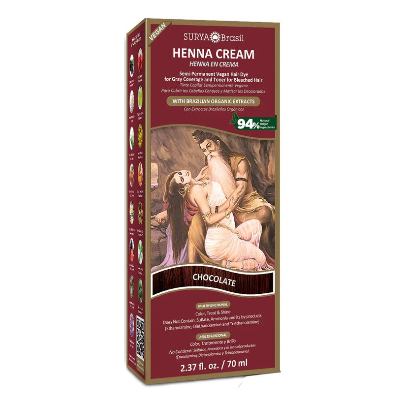 Surya Brasil Natural Henna Cream Hair Color Treatment for Gray Coverage, Color Enhancement & Hair Health