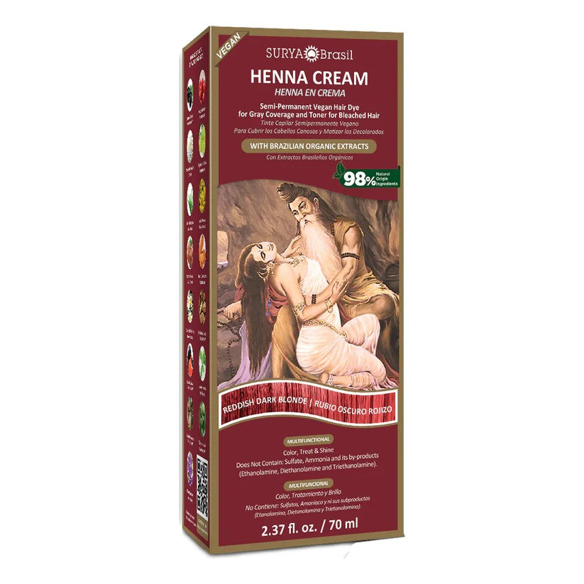 Surya Brasil Natural Henna Cream Hair Color Treatment for Gray Coverage, Color Enhancement & Hair Health