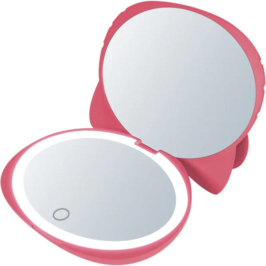 Hello Kitty LED Compact Mirror – Impressions Vanity, Lighted Makeup Mirror with 2X Magnification – Red